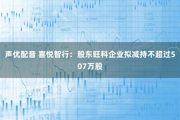 声优配音 喜悦智行：股东旺科企业拟减持不超过507万股