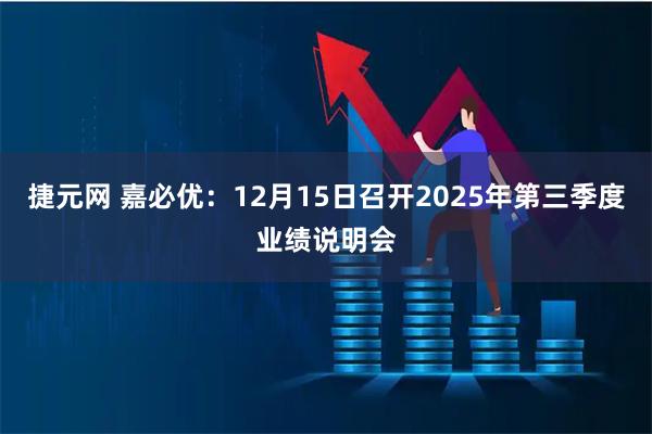 捷元网 嘉必优：12月15日召开2025年第三季度业绩说明会